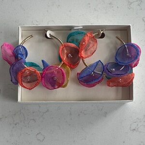 C&C California Multicolor Floral Hoop Earrings
